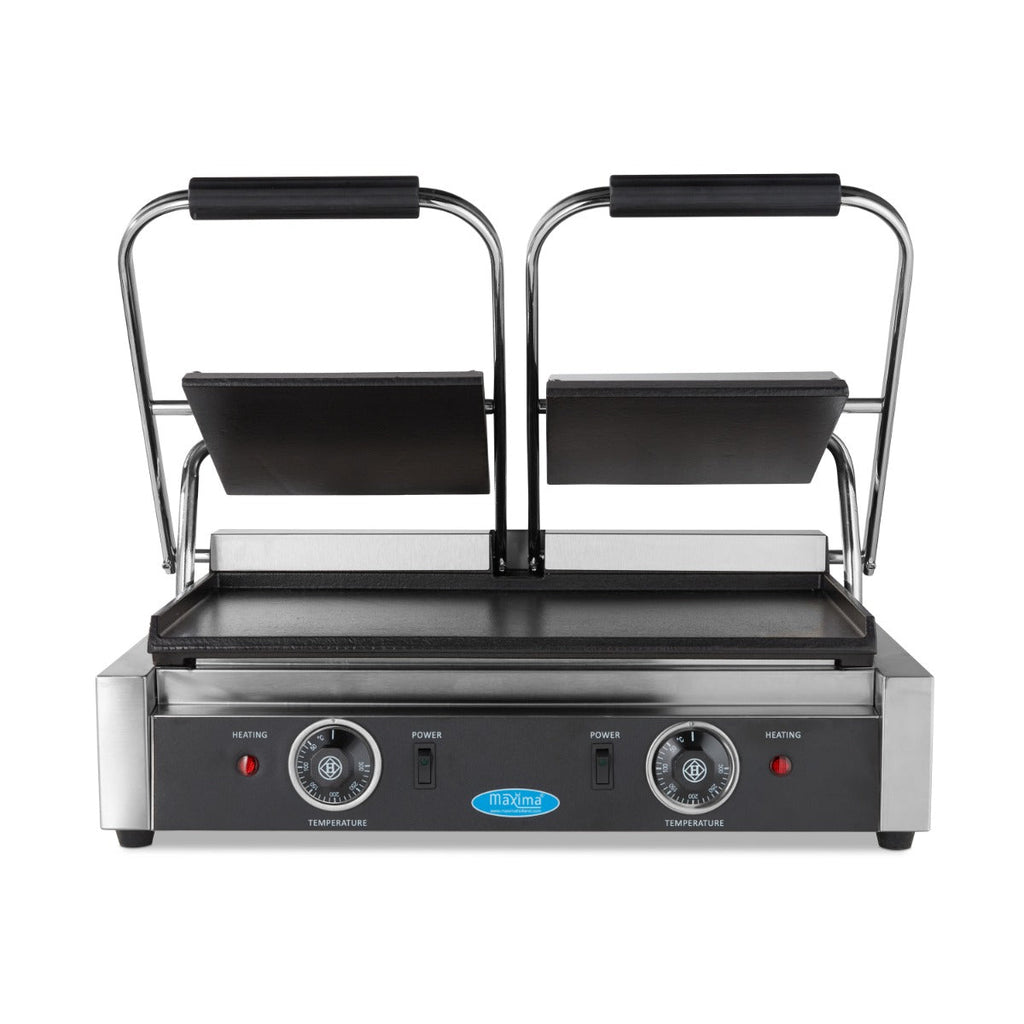 Kontaktgrill - Glat - Dobbelt Grillplade - 2 x 22 cm