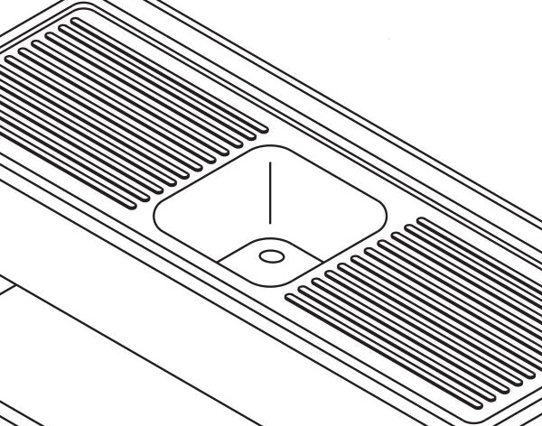 Opvaskemaskine bord - 160 x 60 cm - med vask og Backsplash - inkl. Opbevaring Hylde