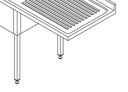 Opvaskemaskine bord - 200 x 70cm - Venstre - med 2 vaske og Backsplash - inkl. Opbevaring Hylde