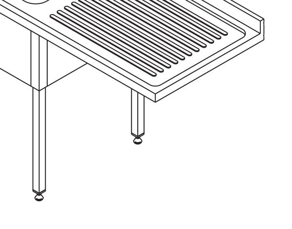 Opvaskemaskine bord - 200 x 70cm - Venstre - med 2 vaske og Backsplash - inkl. Opbevaring Hylde