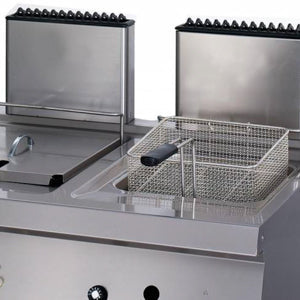 Heavy Duty friture - 2 x 12L - Dobbelt enhed - 70 cm dyb - med afløbshane - Gas