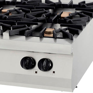 Premium komfur - 4 brændere - Dobbelt enhed - 90 cm dyb - 40 kW - Gas