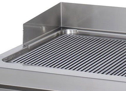 Premium bageplade - Rillet krom - Dobbelt enhed - 90 cm dyb - Gas
