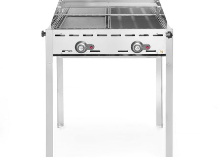 Green Fire med 2 brændere, HENDI, Profi Line, Emaljeret støbejerns Gastronorm 1/1 stegeplade og rist, 11,6kW, 740x615x(H)825mm