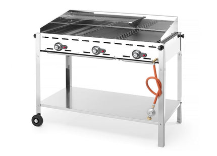 Green Fire med 3 brændere, HENDI, Profi Line, Udstyret med underhylde og hjul., 17,4kW, 1078x612x(H)825mm