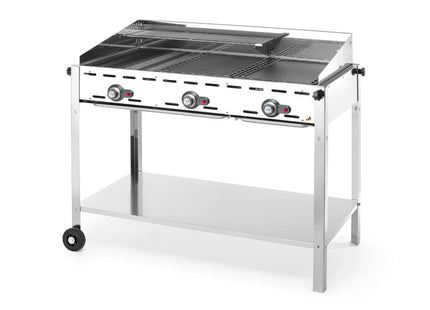 Green Fire med 3 brændere, HENDI, Profi Line, Udstyret med underhylde og hjul., 17,4kW, 1078x612x(H)825mm