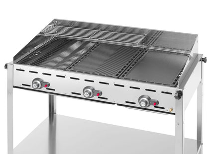 Green Fire med 3 brændere, HENDI, Profi Line, Udstyret med underhylde og hjul., 17,4kW, 1078x612x(H)825mm