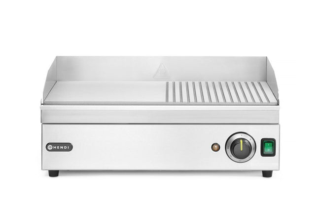 Stegeplade halvt rillet, HENDI, Kitchen Line, 230V/2400W, 527x404x(H)233mm