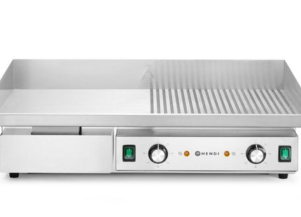 Stegeplade, halvt glat, halvt rillet, HENDI, Budget Line, 400V/4400W, 720x460x(H)241mm