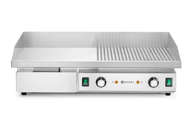 Stegeplade, halvt glat, halvt rillet, HENDI, Budget Line, 400V/4400W, 720x460x(H)241mm