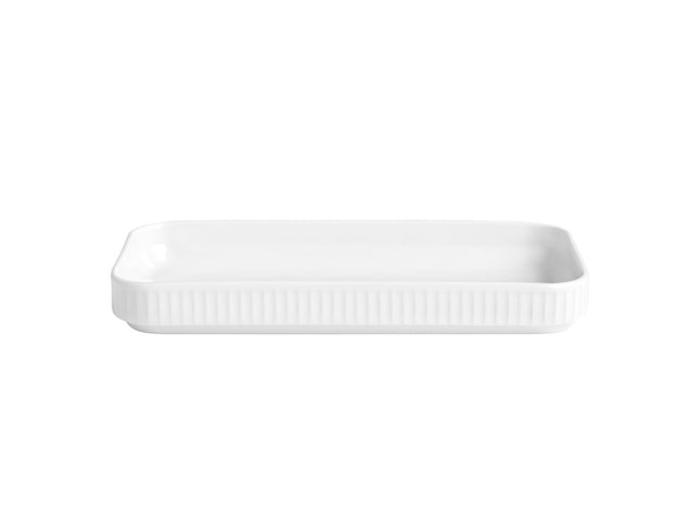 Fad rektangulært Plissé 24 x 12 cm Hvid - 2 stk