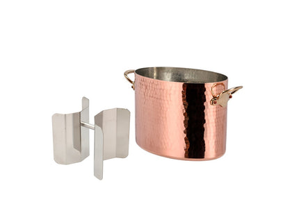 Champagnekøler oval 26 x 20 cm Hamret kobber