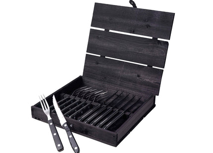 Steakbestik/grillbestik Old Farmer black 12 dele Sort/Stål - 6 stk