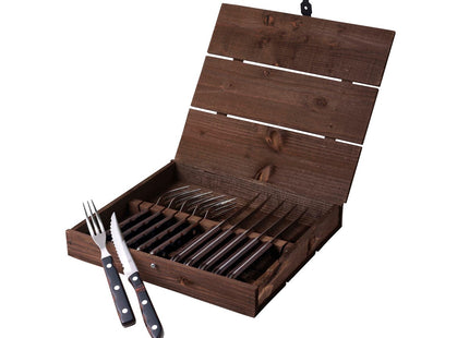 Steakbestik/grillbestik Old farmer classic 12 dele Træ/Stål - 6 stk