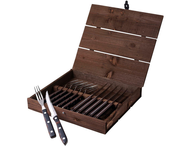 Steakbestik/grillbestik Old farmer classic 12 dele Træ/Stål - 6 stk