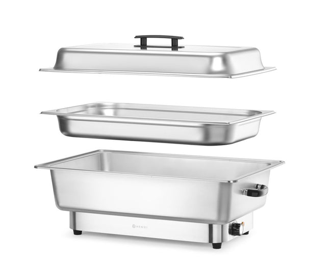 Elektrisk chafing dish Pollina, HENDI, Profi Line, 9L, sølv, 230V/900W, 587x440x(H)273mm