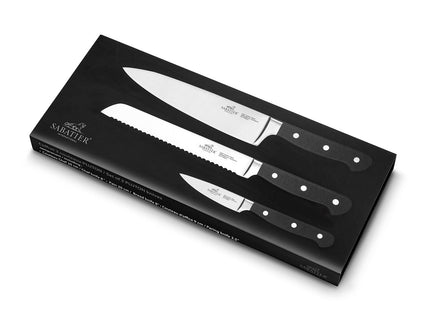 Knivsæt Pluton 3 dele Stål/Sort - 4 stk