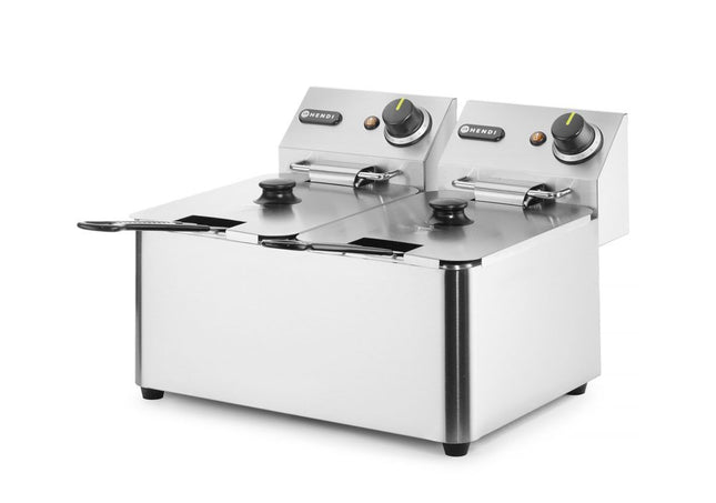Frituregryde 2x4 L, HENDI, Kitchen Line, 8L, 230V/6000W, 470x380x(H)315mm