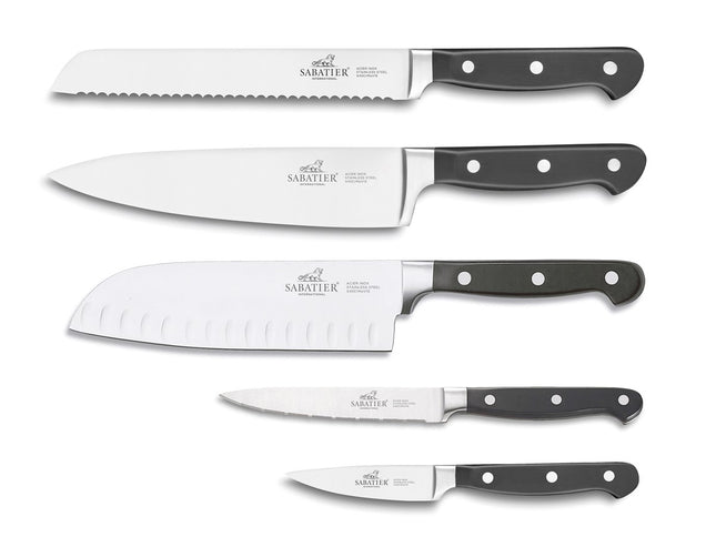 Knivsæt Pluton 5 dele Stål/Sort - 3 stk