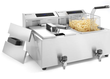 Digital frituregryde med aftapningshane - 2 x 8 l, HENDI, Profi Line, 16L, 230V/7000W, 605x515x(H)350mm
