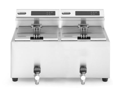 Digital frituregryde med aftapningshane - 2 x 8 l, HENDI, Profi Line, 16L, 230V/7000W, 605x515x(H)350mm