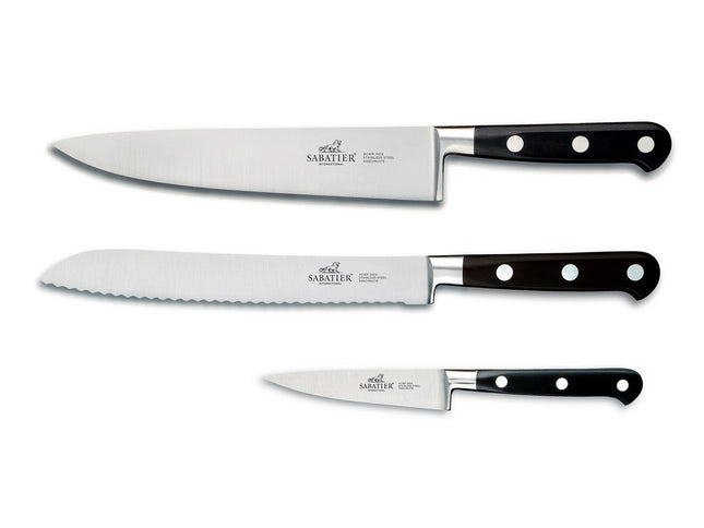 Knivsæt Licorne 3 dele Stål/Sort - 4 stk