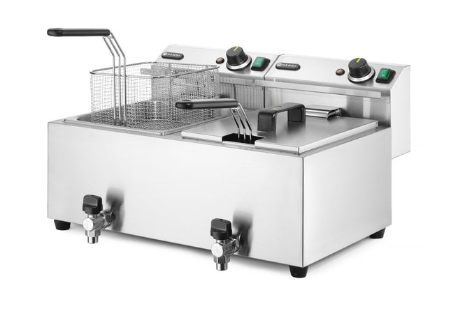 Frituregryde Profi Line med aftapningshane, 2 × 8 l, HENDI, Profi Line, 16L, 230V/7000W, 610x515x(H)369mm