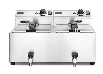 Frituregryde Profi Line med aftapningshane, 2 × 8 l, HENDI, Profi Line, 16L, 230V/7000W, 610x515x(H)369mm