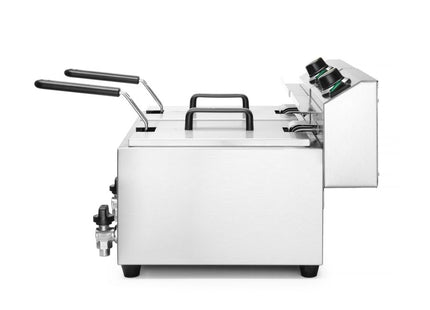 Frituregryde Profi Line med aftapningshane, 2 × 8 l, HENDI, Profi Line, 16L, 230V/7000W, 610x515x(H)369mm