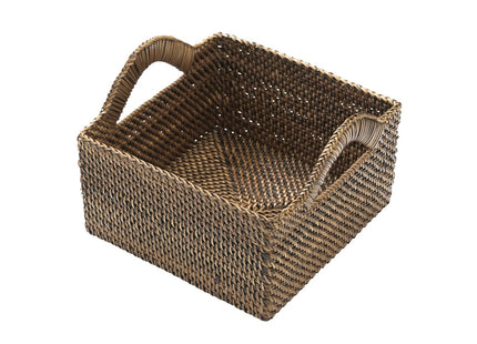 Kurv kvadrat 18 x 18 x 9,5 cm Lys/Mørk brun Nito flet