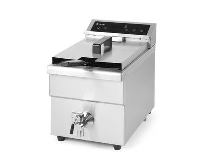 Induktionsfrituregryde med aftapningshane, 8 l, HENDI, 8L, Light grey, 230V/3500W, 288x619x(H)408mm