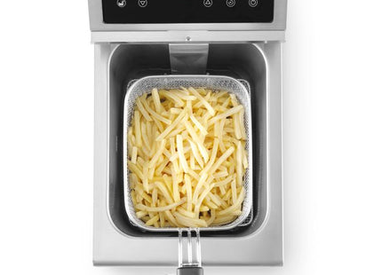 Induktionsfrituregryde med aftapningshane, 8 l, HENDI, 8L, Light grey, 230V/3500W, 288x619x(H)408mm