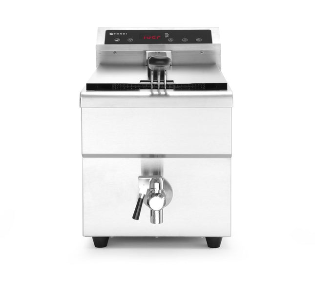 Induktionsfrituregryde med aftapningshane, 8 l, HENDI, 8L, Light grey, 230V/3500W, 288x619x(H)408mm
