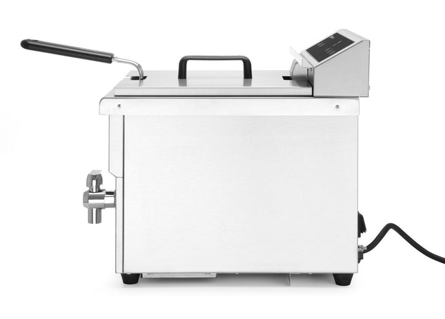 Induktionsfrituregryde med aftapningshane, 8 l, HENDI, 8L, Light grey, 230V/3500W, 288x619x(H)408mm