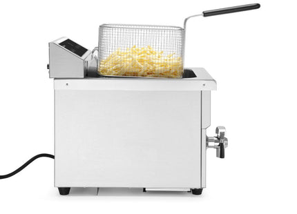 Induktionsfrituregryde med aftapningshane, 8 l, HENDI, 8L, Light grey, 230V/3500W, 288x619x(H)408mm