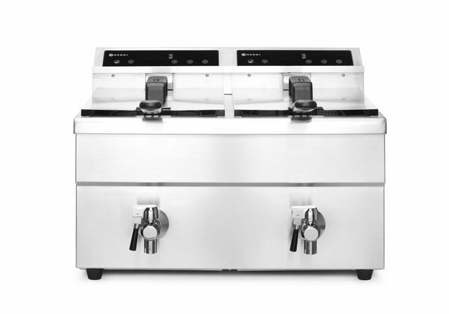 Induktionsfrituregryde med aftapningshane - 2 x 8 l, HENDI, Profi Line, 16L, 230V/7000W, 577x609x(H)410mm
