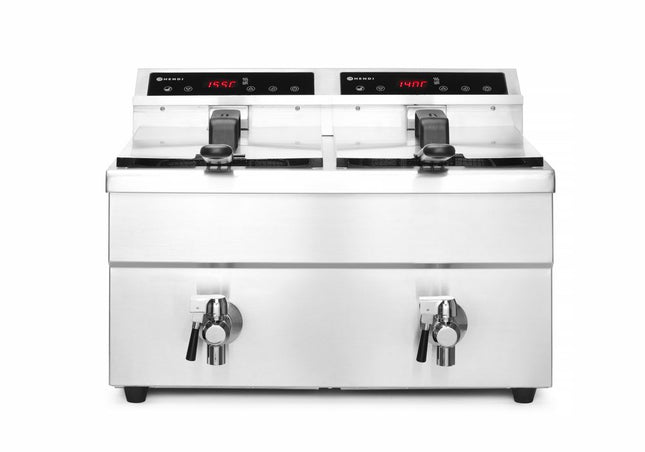 Induktionsfrituregryde med aftapningshane - 2 x 8 l, HENDI, Profi Line, 16L, 230V/7000W, 577x609x(H)410mm