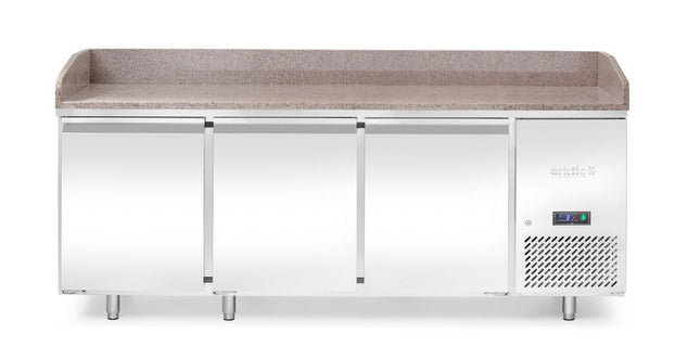 Pizzakølebord med granitbordplade, 3 døre, Arktic, 375L, Granite, 230V/400W, 800x2010x(H)875mm