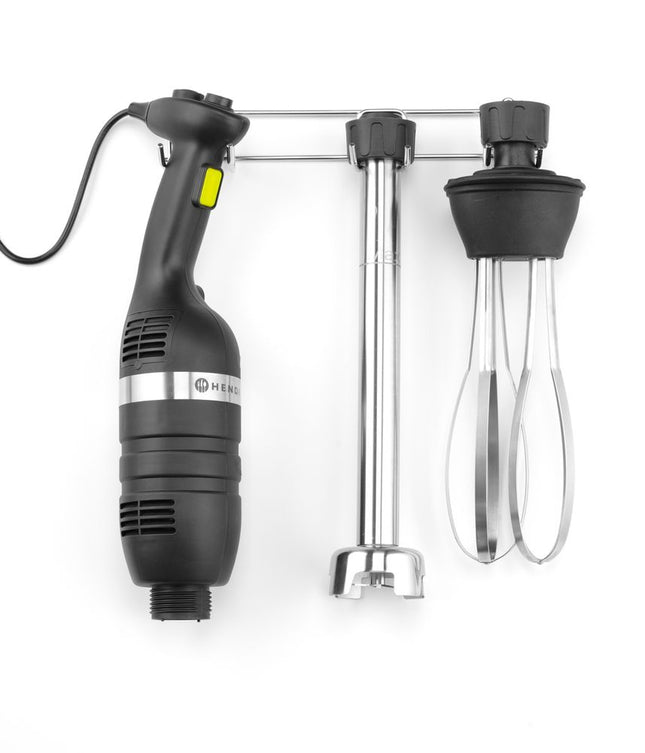Sæt: Stavblender 350 med variabel hastighed + piskeris + vægbeslag, HENDI, Kitchen Line, sort, 230V/350W, 110x324x(H)816mm