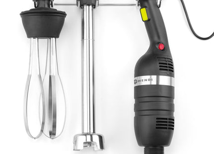 Sæt: Stavblender 350 med variabel hastighed + piskeris + vægbeslag, HENDI, Kitchen Line, sort, 230V/350W, 110x324x(H)816mm