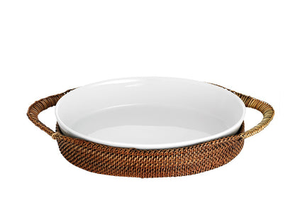 Kurv oval 31 x 23 cm Lys/Mørk brun Nito flet - 2 stk