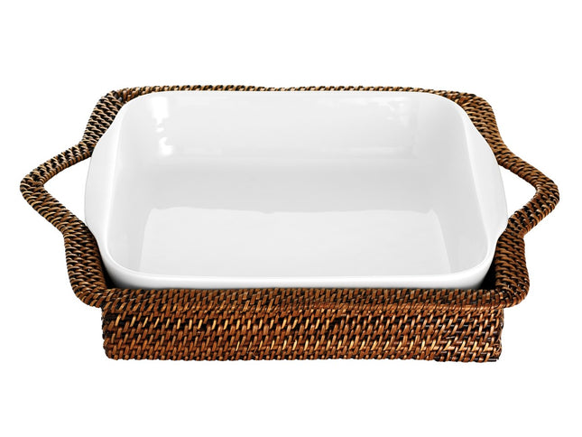 Kurv rektangulær 34 x 25 cm Lys/Mørk brun Nito flet - 2 stk