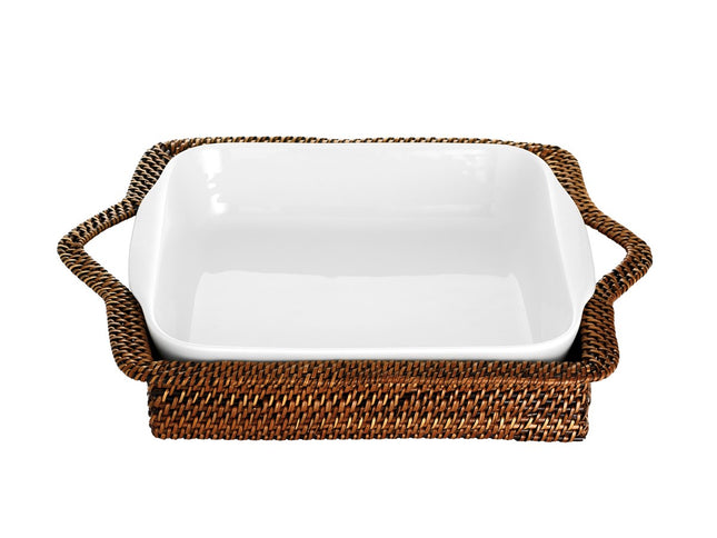 Kurv rektangulær 29 x 24 cm Lys/Mørk brun Nito flet - 2 stk