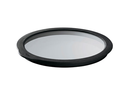 Glaslåg 28 cm Klar/Sort Glas/Silikone - 2 stk