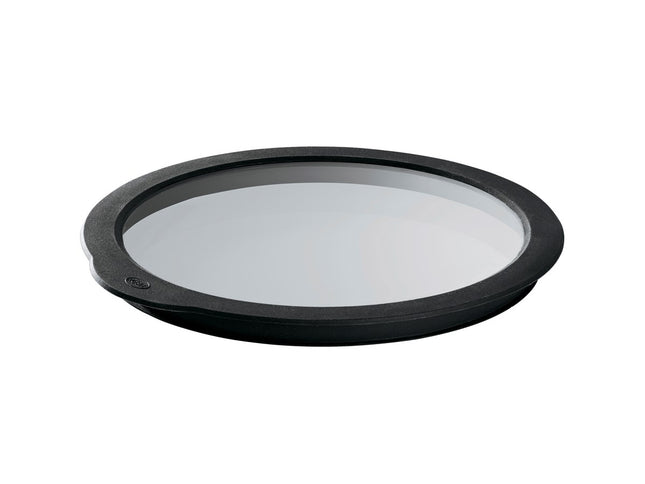 Glaslåg 28 cm Klar/Sort Glas/Silikone - 2 stk