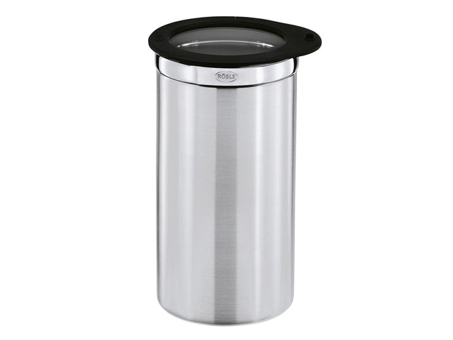 Opbevaringsdåse 1,5 liter 10 x 20 cm Stål/Klar/Sort