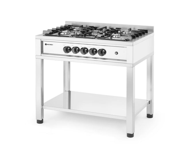 Gaskomfur - 5 brændere, åbent understel, HENDI, Kitchen Line, 14,3kW, 900x640x(H)910mm