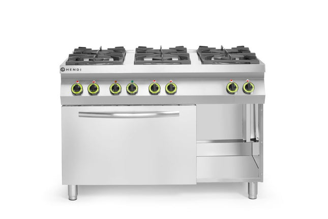 Gaskomfur Kitchen Line 6-brænder med varmluftsovn GN 1/1, HENDI, Kitchen Line, 230V/3000W, 28,5kW, 1200x722x(H)900mm