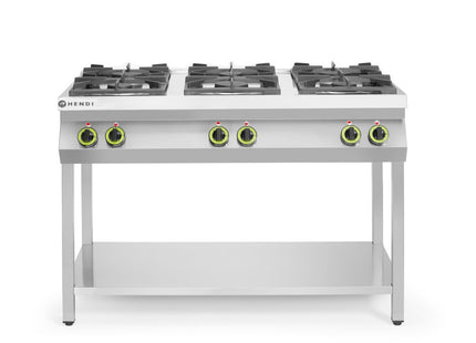 Gaskomfur 6-brænder åbent understel, HENDI, Kitchen Line, 28,5kW, 1200x700x(H)900mm