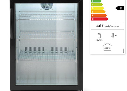 Back bar-køleskab med enkeltdør, Arktic, 105L, sort, 230V/123W, 600x530x(H)865mm
